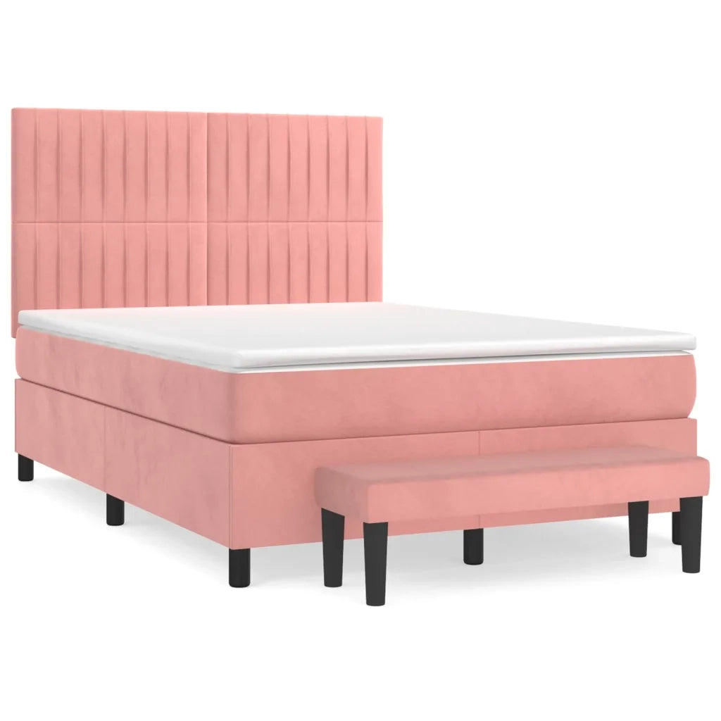 Giroletto a Molle con Materasso Rosa 140x200 cm in Velluto 3137970
