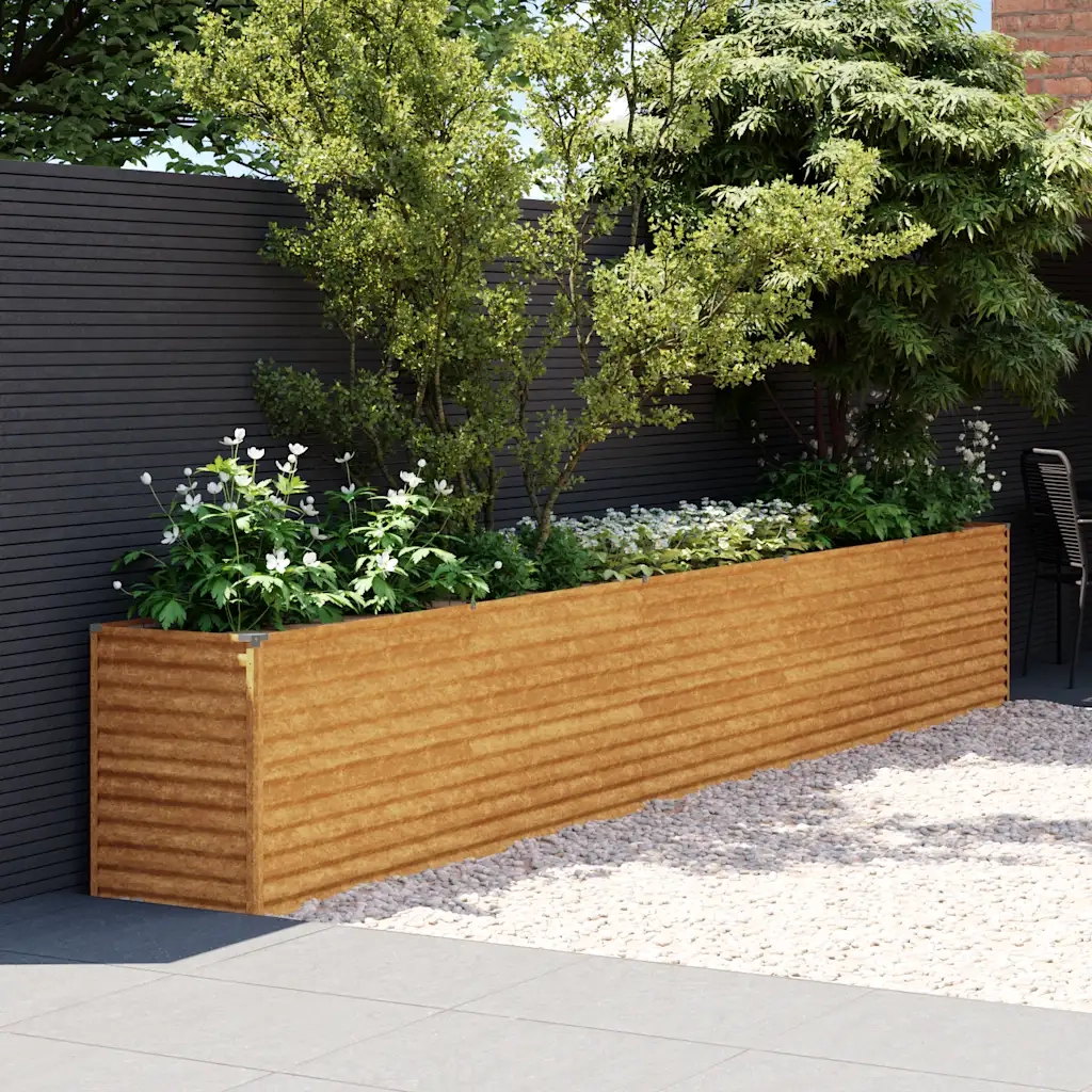 Fioriere | Cassetta per fiori | Letto rialzato da giardino 482x50x69 cm in acciaio Corten
