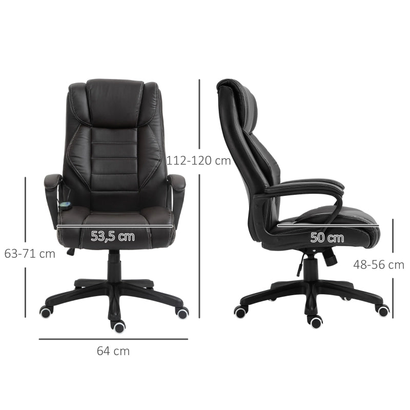 Sedia da Ufficio Ergonomica con Massaggio a Vibrazione, Schienale Alto, Funzione Oscillante, Marrone