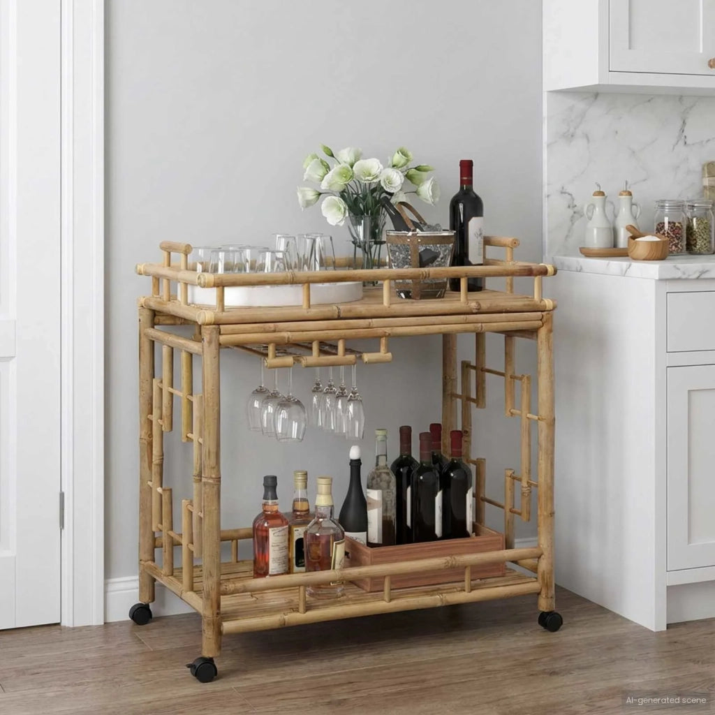 Carrello da vino con ruote Naturale 85 x 50 x 93 cm Bambù 42028241
