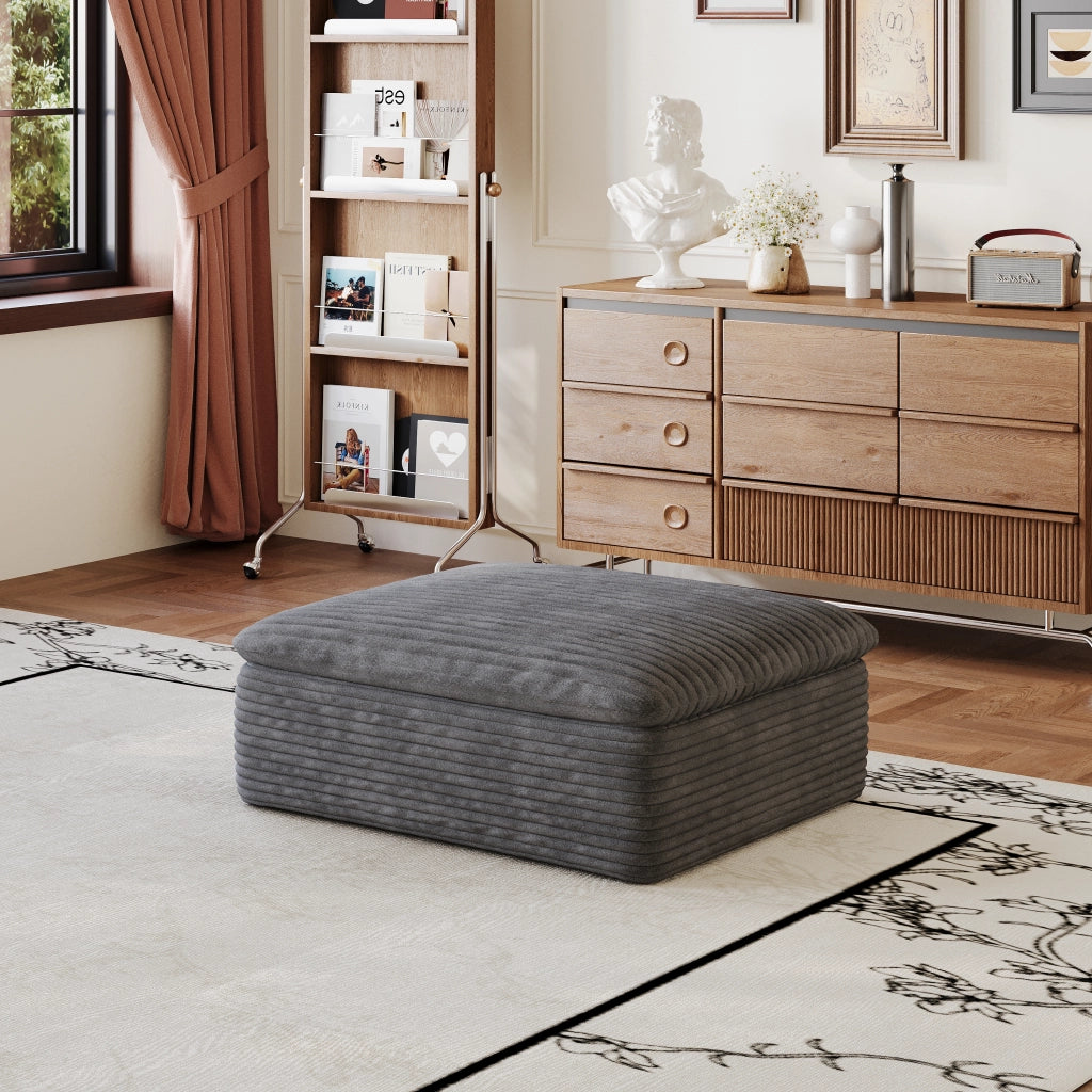 Divano modulare con imbottitura in schiuma e tessuto, Senza telaio in legno, Grigio scuro 96 × 23 × 23 cm