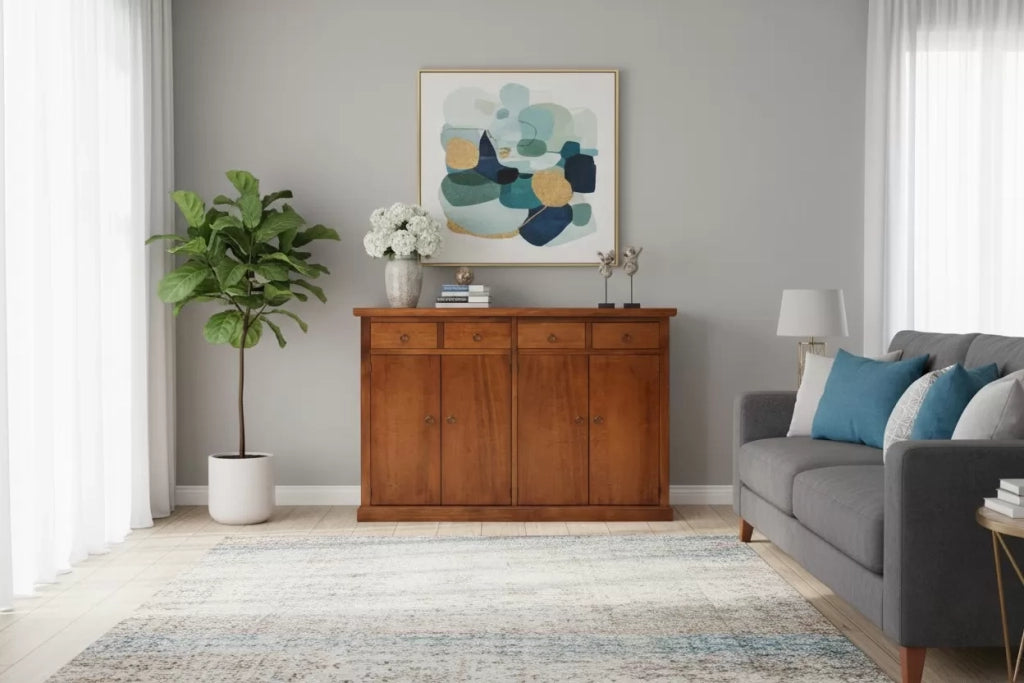 Madia credenza legno 4 porte 4 cassetti arte povera bassano 160x40x110 - Mobili 2G