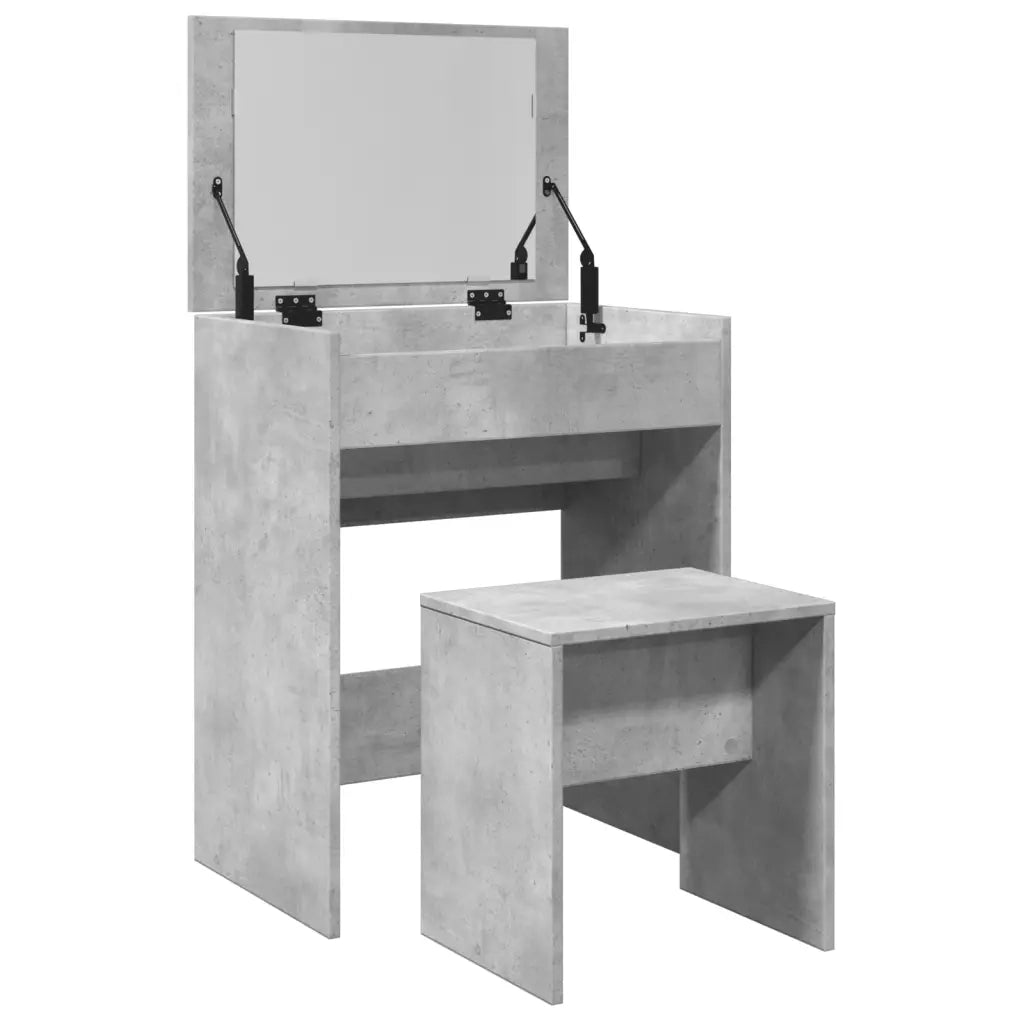 Toeletta | Tavolo da Trucco e Sgabello Grigio Cemento 60x40x113,5 cm