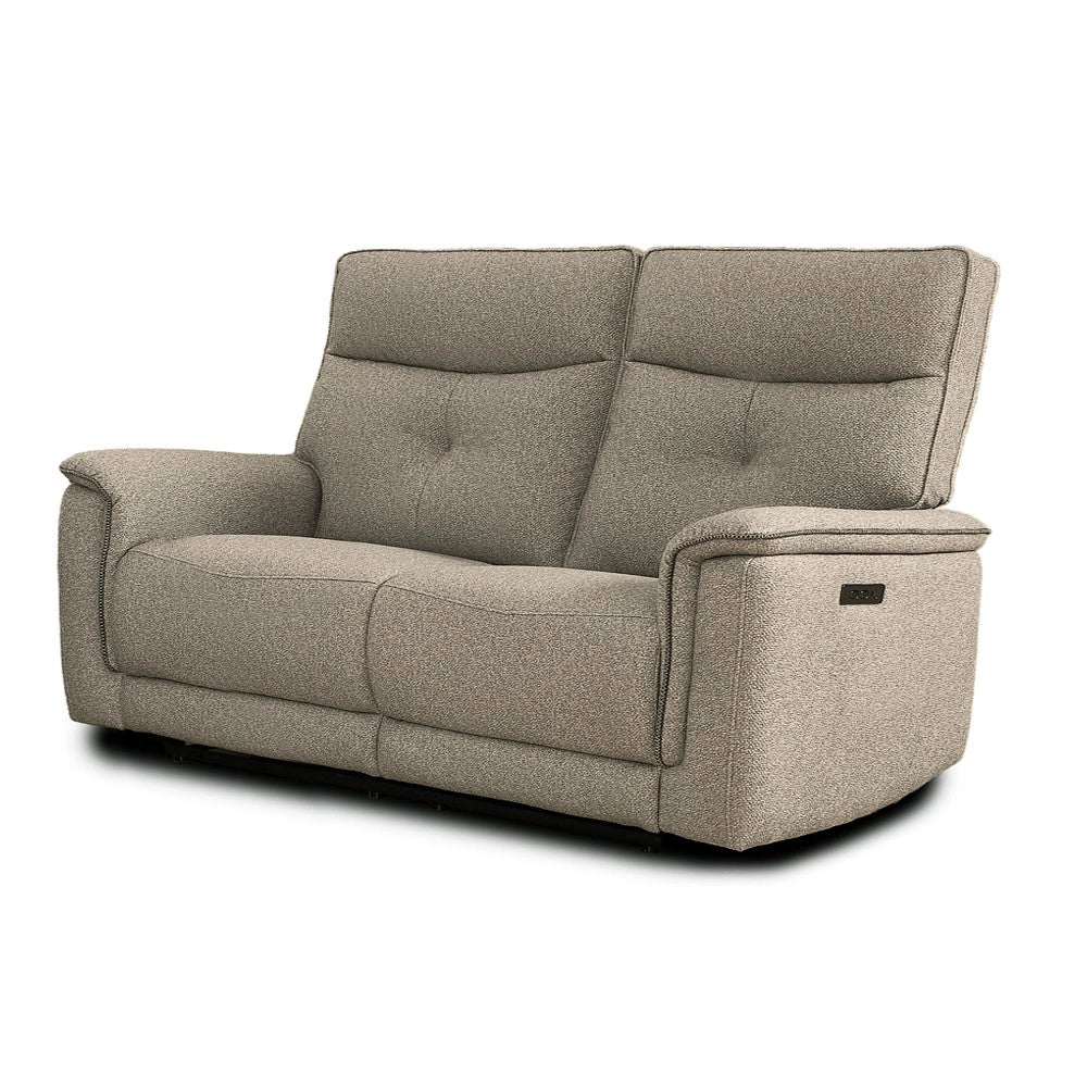 Set divani recliner elettrici Elysio divano 3 posti + divano 2 posti + poltrona recliner tessuto sabbia