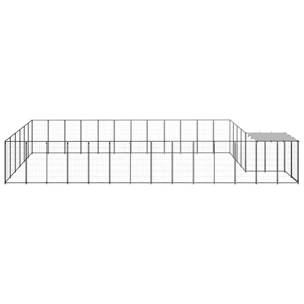 Recinto per animali da esterno per cani 22,99 m² acciaio nero 02_0000510