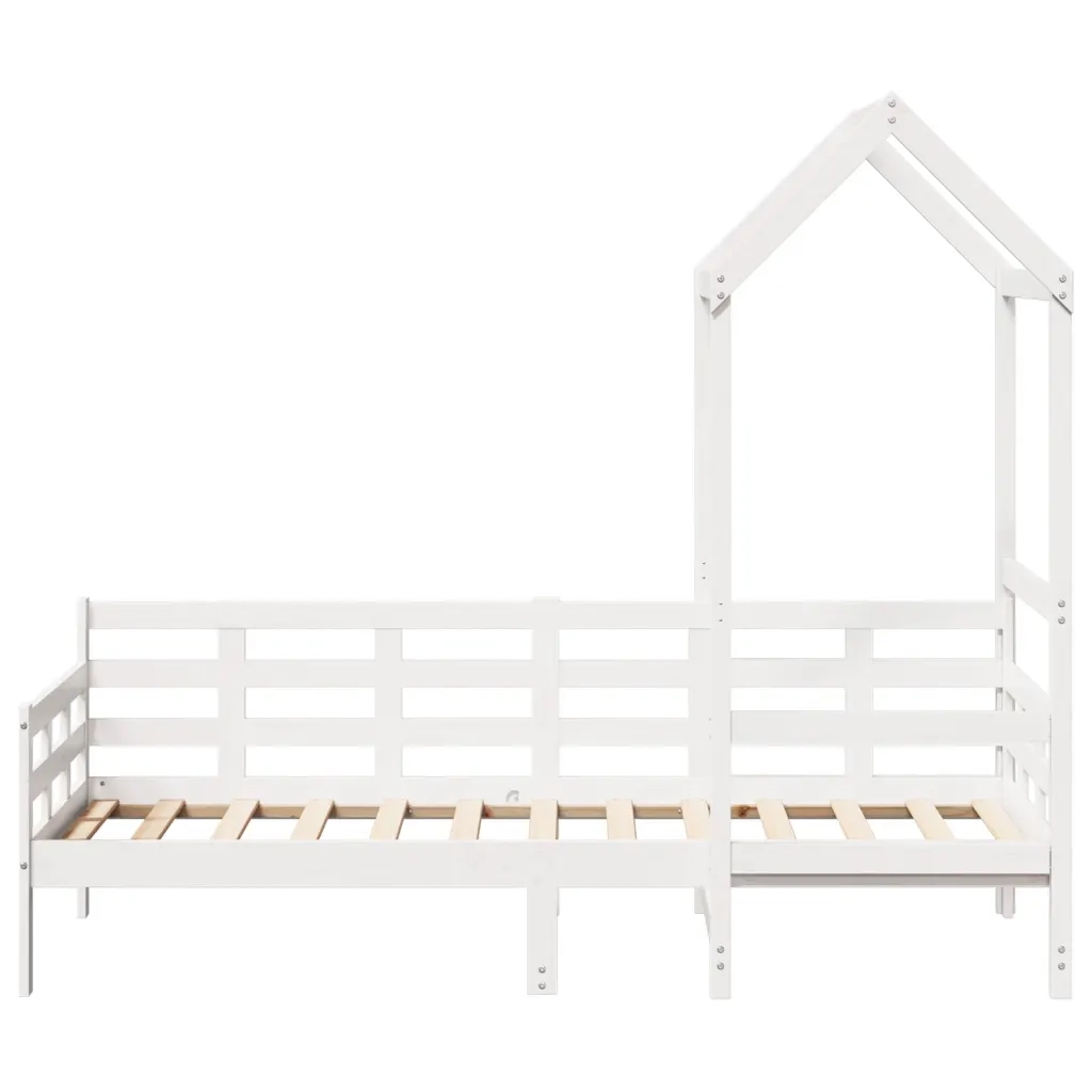 Letto singolo | Letto per adulti | Dormeuse con Tetto 80x200 cm Bianco in Legno Massello di Pino