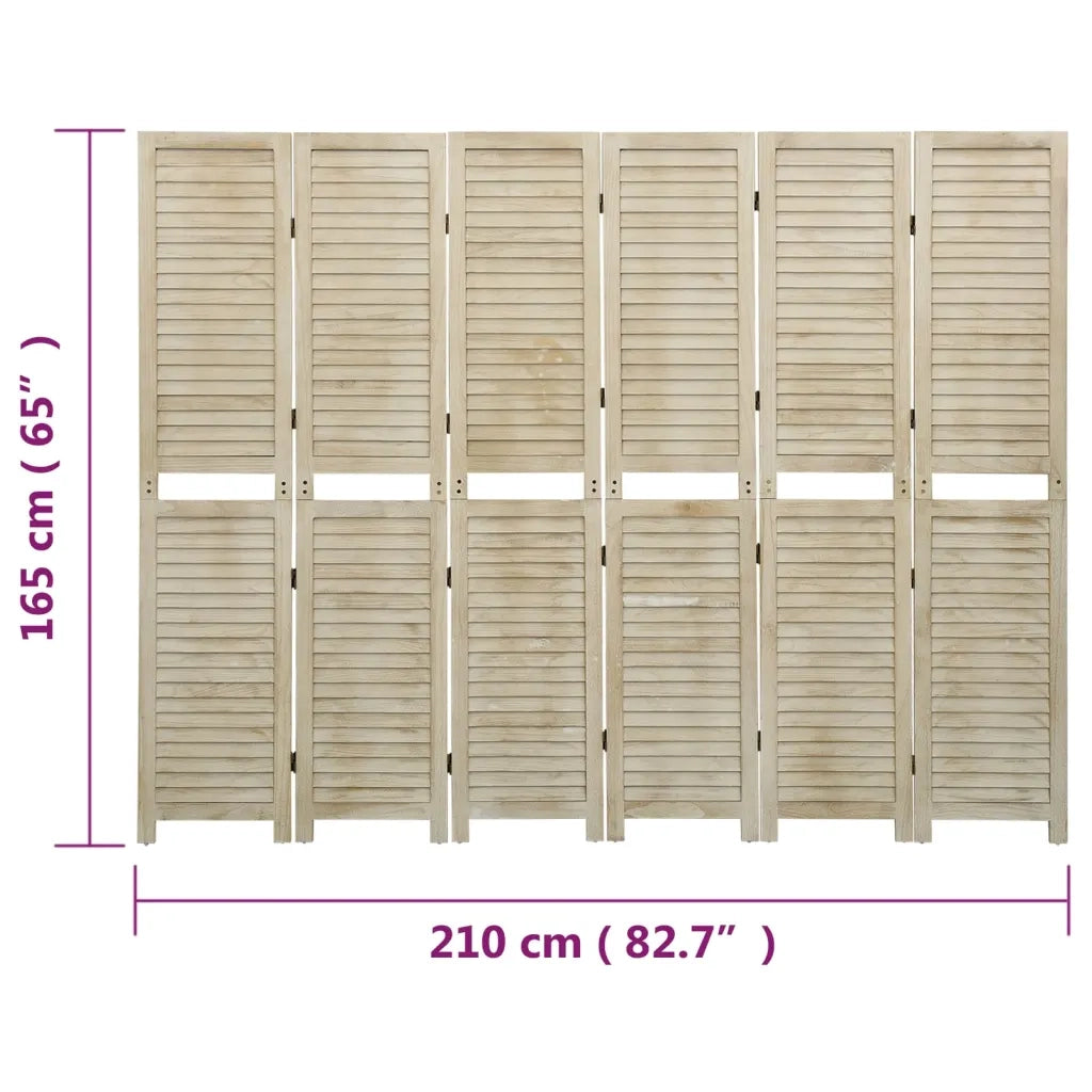 Divisorio Ambienti | Divider per stanze | Paravento a 6 Pannelli 210 x 165 cm Legno Massello di Paulownia