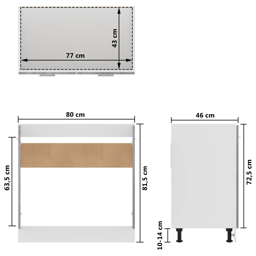 Mobiletto Â“LyonÂ” Grigio Sonoma 80x46x81,5 cm