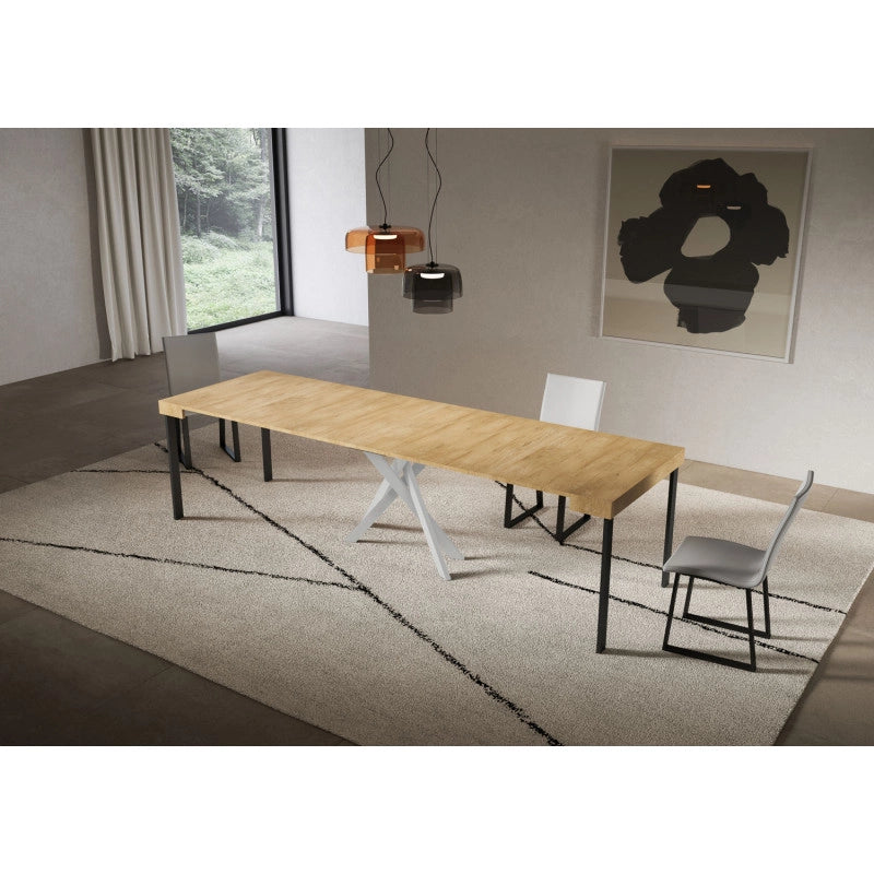 Consolle allungabile 90x40/300 cm Saki telaio Bianche - Quercia Natura