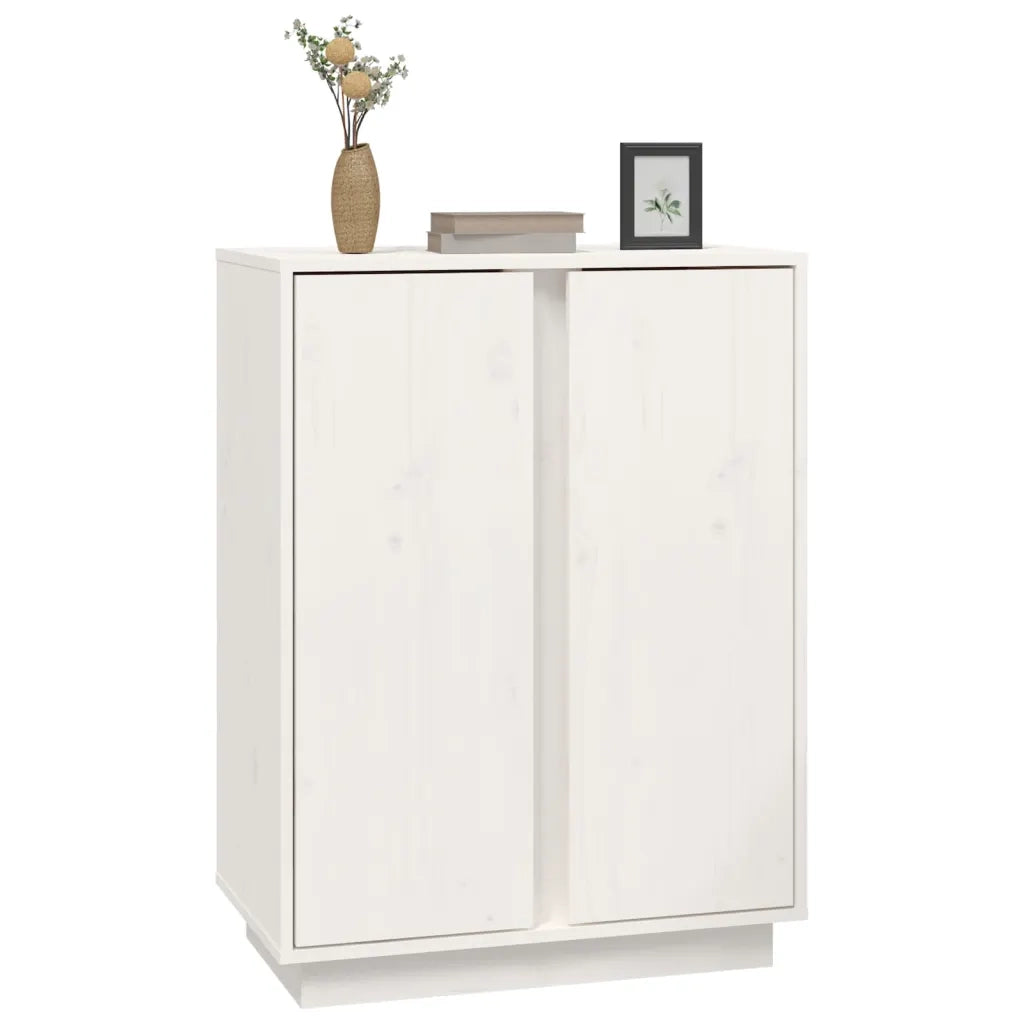 Credenza Bianca 60x35x80 cm in Legno Massello di Pino 814490