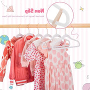 Hangers in flanella per bambini - 60 pezzi (14 pollici) con gancio rotante 360 gradi e design antiscivolo - abitelli per bambini e bambini in roségold