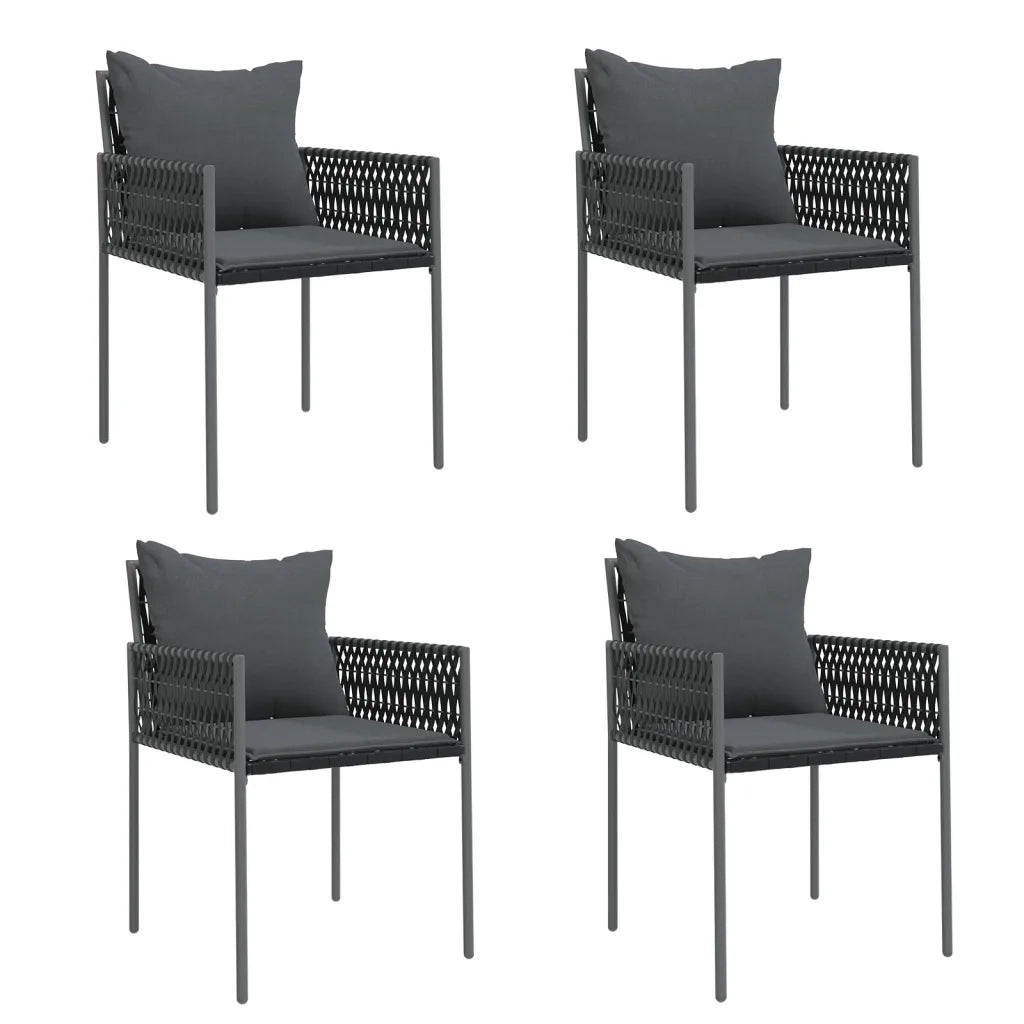 Sedie da Giardino con Cuscini 4pz Nere 54x61x83cm in Polyrattan 3187089