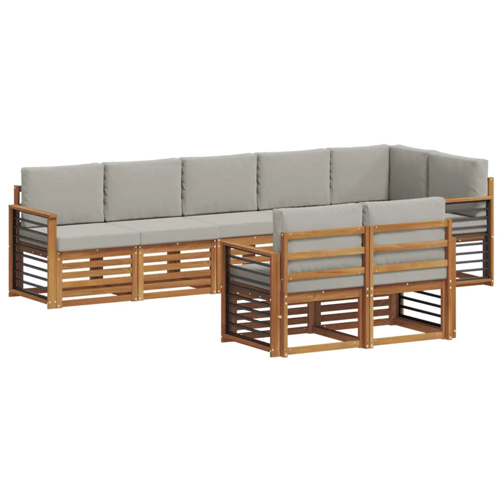 Set divani con cuscino 8 pcs Grigio Naturale e Chiaro 3375021