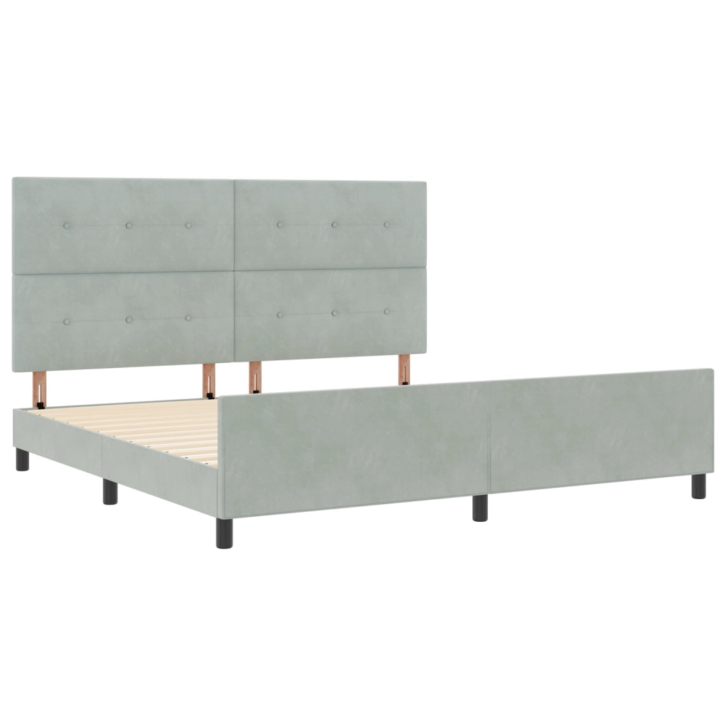 Struttura Letto Grigio Chiaro 200x200 cm in Velluto