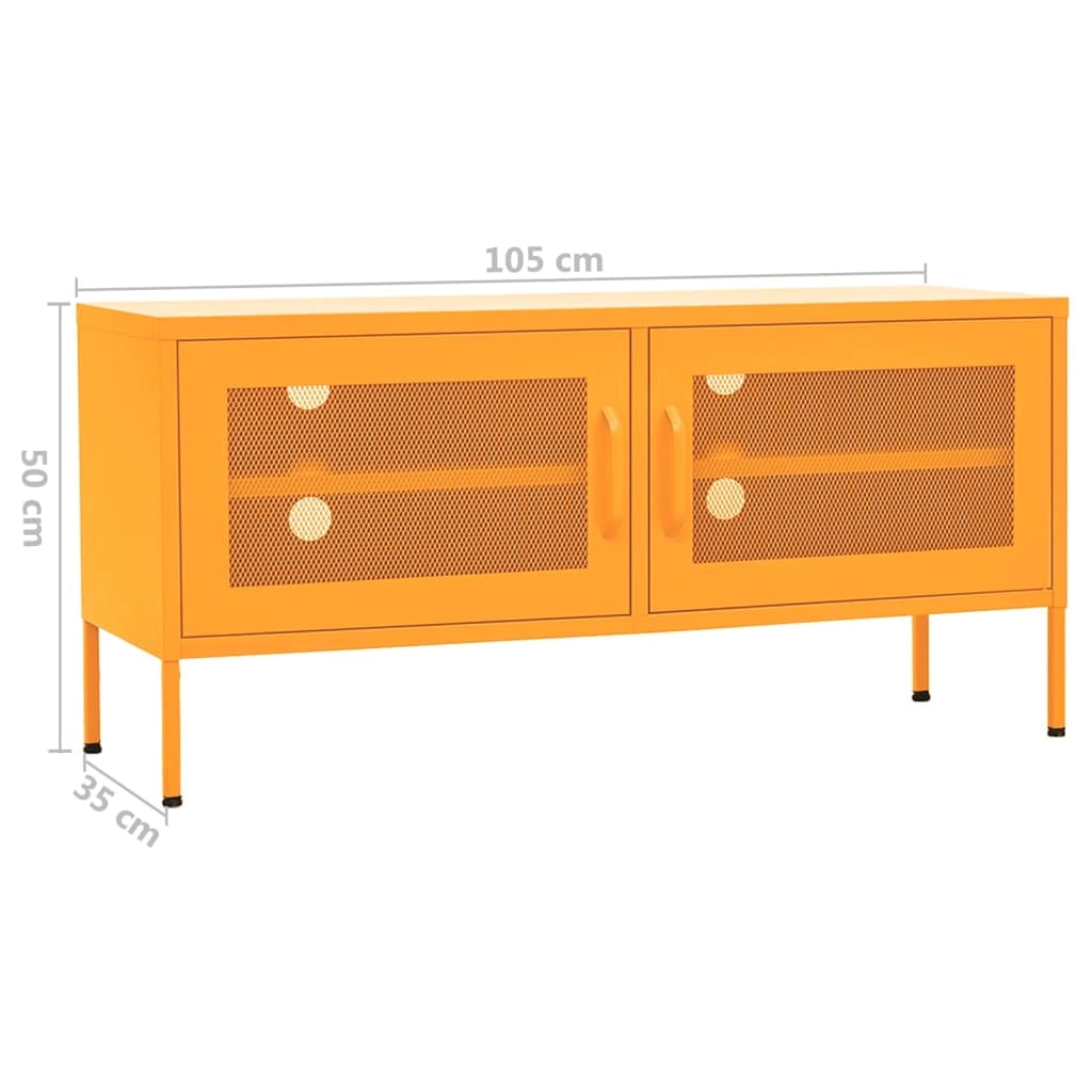 Mobile TV multimediale scaffale TV credenza TV sala da pranzo soggiorno camera da letto giallo senape 105 x 35 x 50 cm acciaio giallo 02_0027659