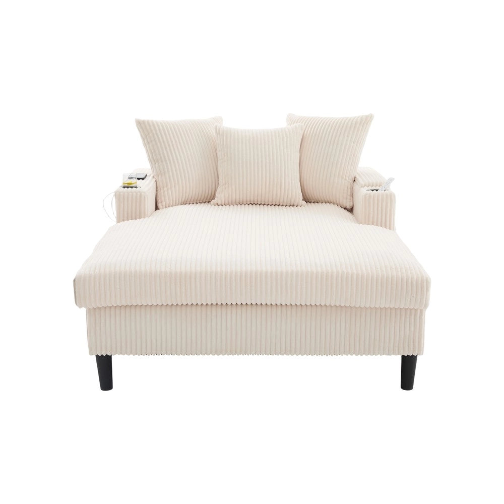 Divano multifunzionale con Chaise Longue - Zephmum- Ampia superficie, LED, USB, stabile