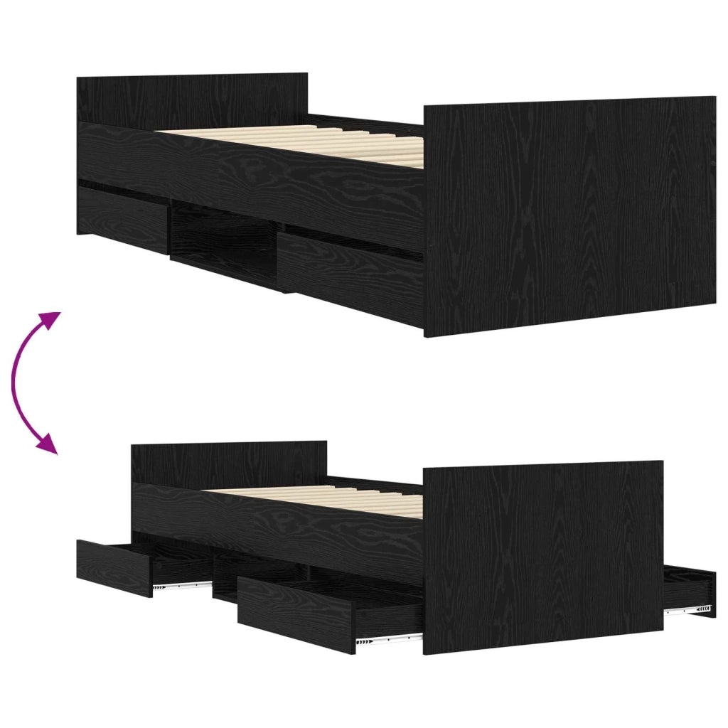 Telaio del letto con storage Rovere Nero 80 x 200 cm 3429515