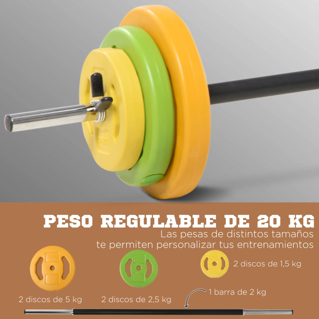Barra per Pesistica con 6 Dischi da 1.5kg 2.5kg 5kg ¨C zephmum ¨C Multicolor 130x28x28 cm