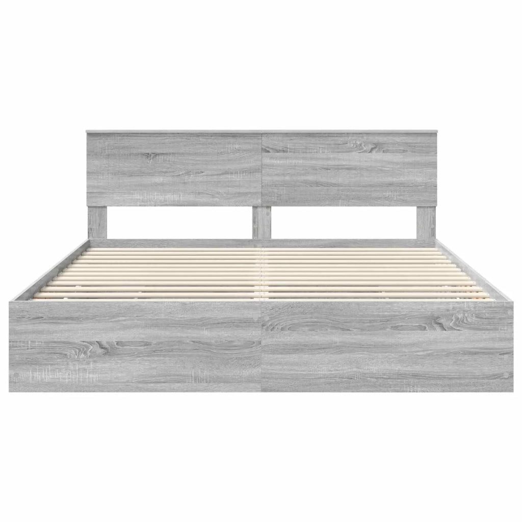 Struttura del letto con cassetto-Giroletto con contenitore-Rete del Letto Grigio Sonoma 180 x 200 cm 830318