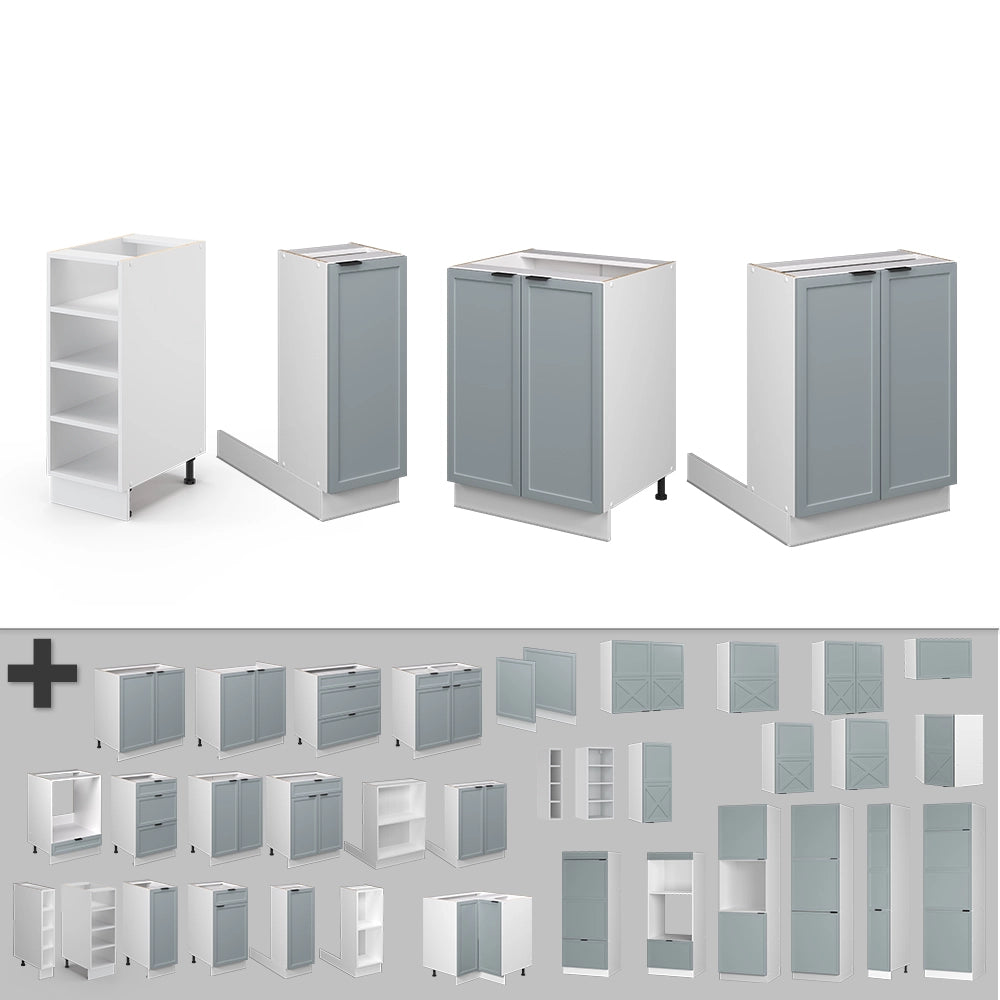 Isola cucina Fame-Line Blu-grigio chiaro/Bianco 90 cm senza piano di lavoro Vicco