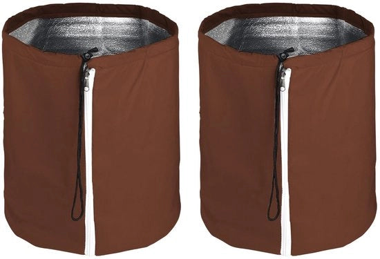 Protezione termica per piante 2 in 1, 50 x 45CM, protezione per piante in inverno, protezione dal gelo per vasi di fiori, contenitori per piante con cordoncino, chiusura a raccordo e cappuccio in pelle Ø 45cm marrone