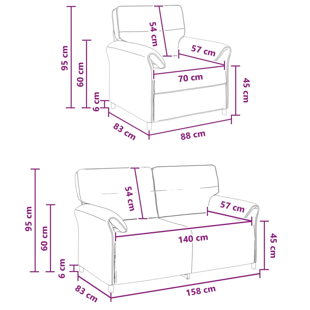 Set di divani 2 pz Blu Tessuto 3424865