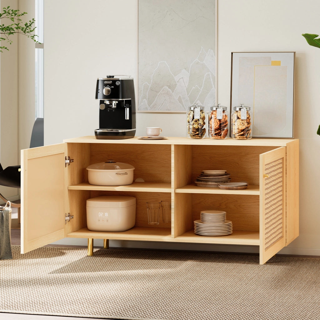 MADIA a 2 ante 120x40x63 cm Naturale in MDF e rattan