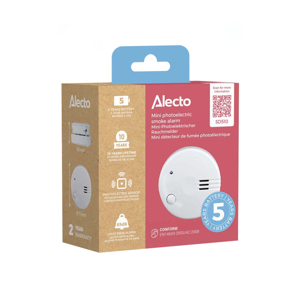 Rilevatore di Fumo Fotoelettrico con Allerta Rapida Sirena 85 dB Bianco Alecto
