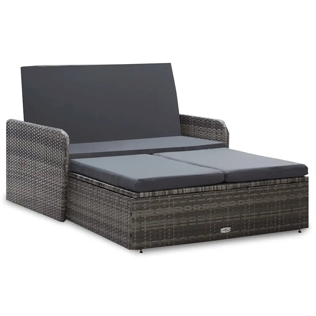 Set Divani da Giardino 2 pz con Cuscini in Polyrattan Grigio cod mxl 41453
