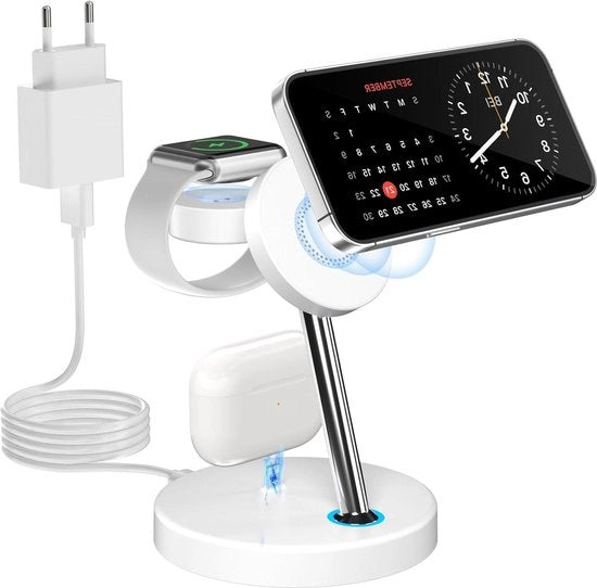 Caricatore Wireless 3 in 1 compatibile con Caricatore Mag Safe - iPhone 15 Pro Max/Pro - Apple Watch 9 Ultra - AirPods Pro 3