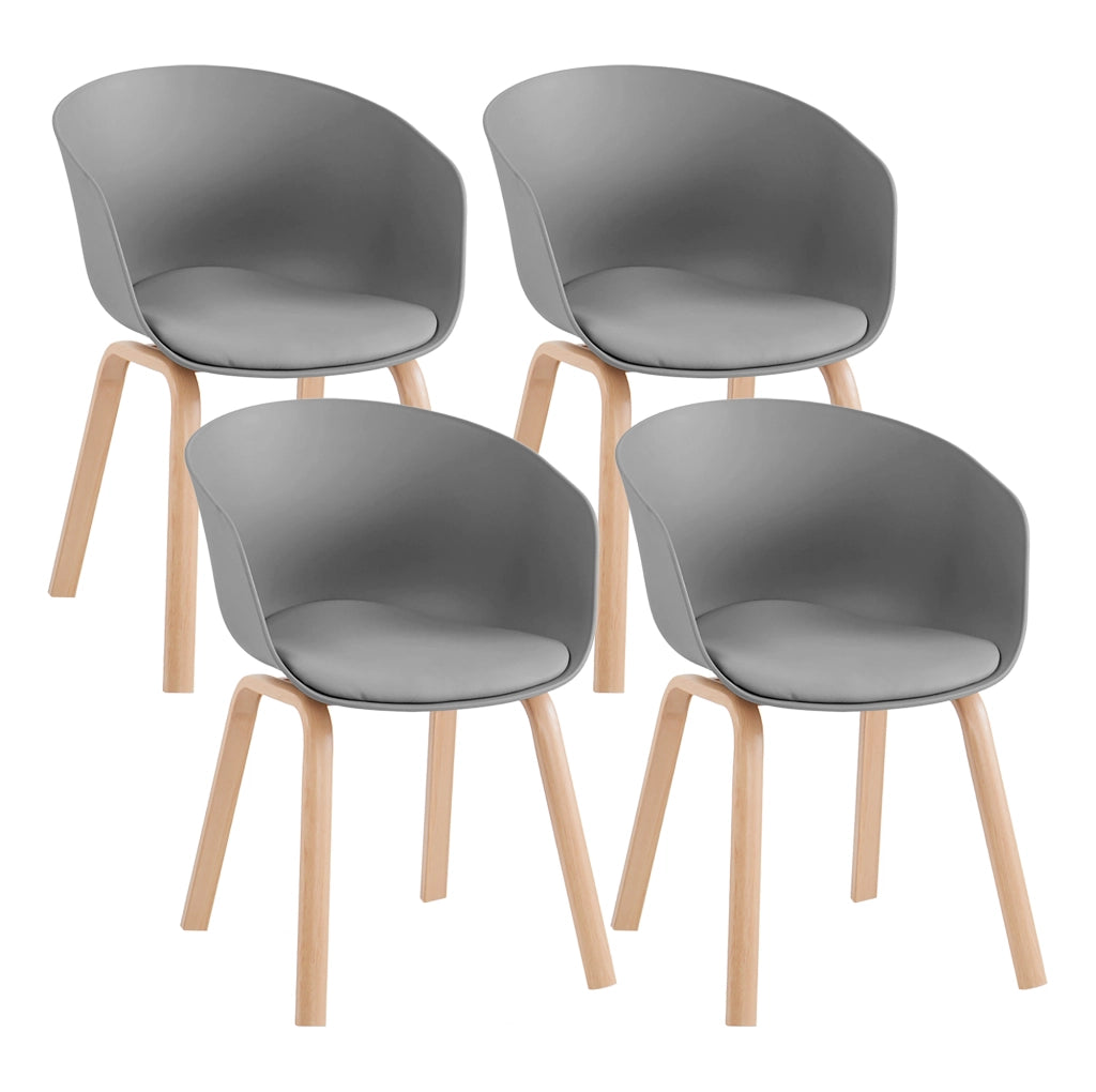 Set Di 4 Sedie Da Cucina Pontrone Sala Da Pranzo Stile Scandinavo Sedia Di Design Moderno Gambe In Metallo Effetto Legno Schienale In Polipropilene Con Cuscino Imbottito Design Moderno Grigio