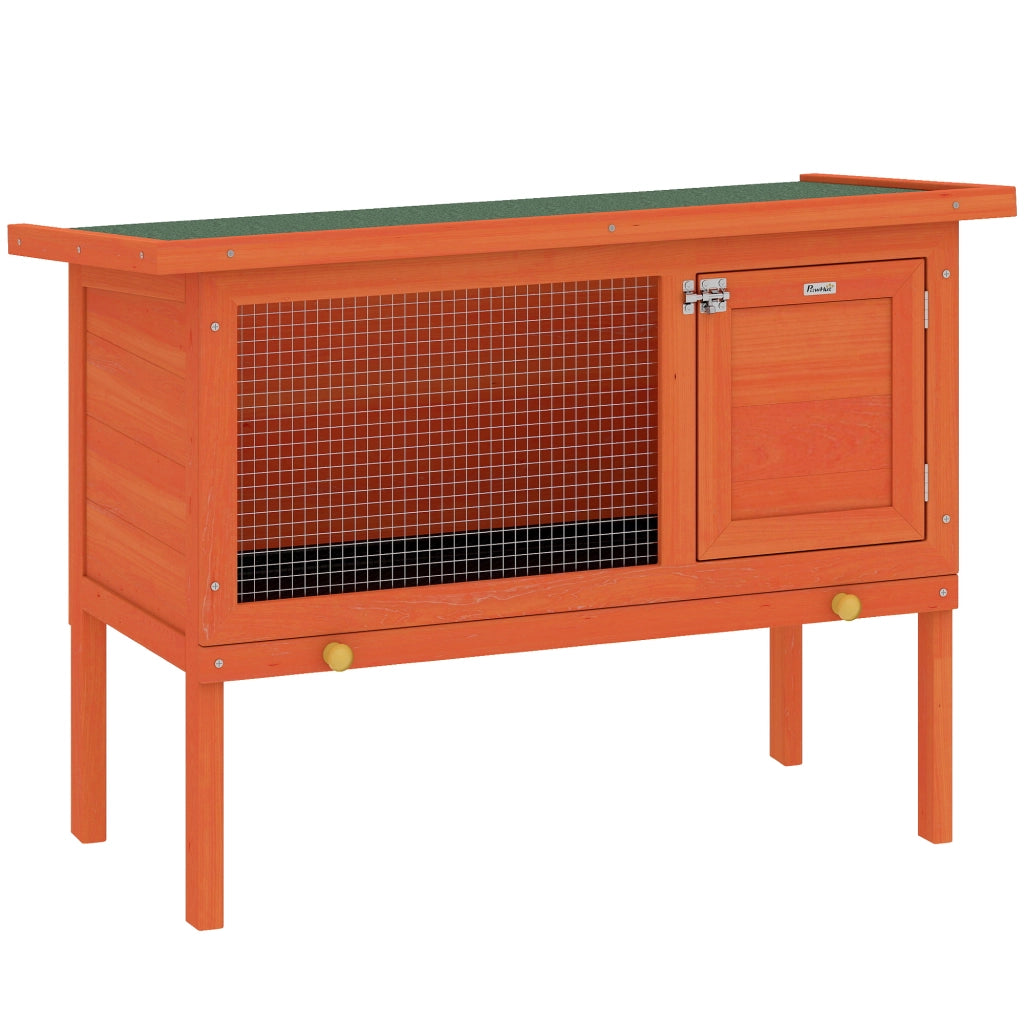 Gabbia per Conigli in Legno con Tetto Bitumato e Cassetto Estraibile ¨C zephmum ¨C 90x45x65 cm Arancione