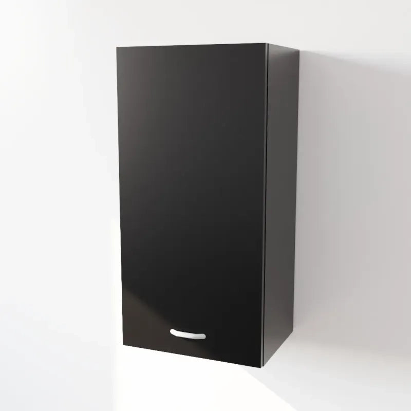 Pensile Cucina in Legno Nobilitato Nero Mobile Alto con 1 Anta, Pensile Componibile Moderno Made in Italy (H90XL45XP33cm)