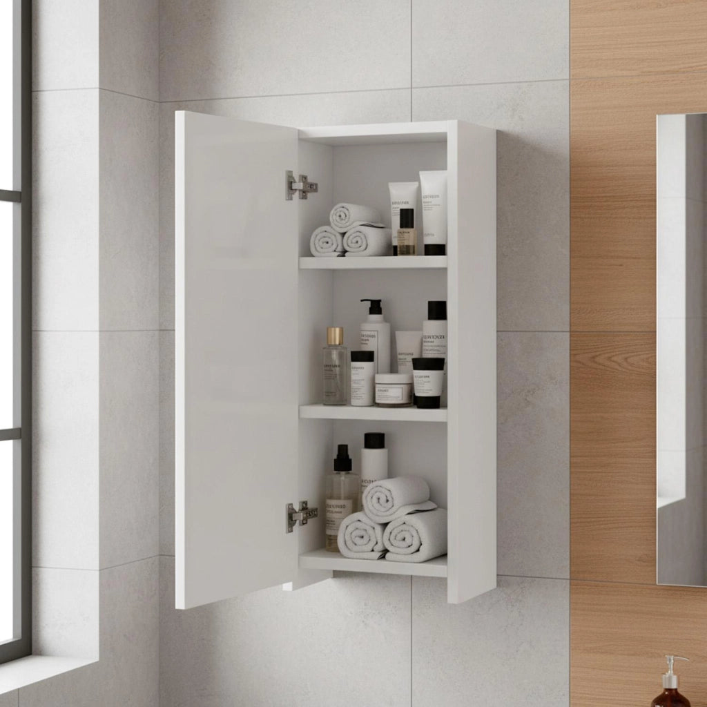 Armadietto Bagno Sospeso Con Anta Reversibile E 2 Ripiani Regolabili Mobile Salvaspazio Da Parete In Melaminico Per Bagni Moderni E Piccoli Spazi 60 X 30 X 16 Cm Colore Bianco