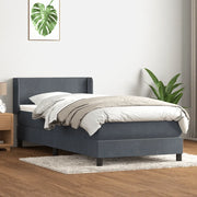 Giroletto a Molle con Materasso Grigio Scuro 80x220 cm Velluto
