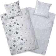 Coperta da letto, stelle in flanella, grigio chiaro, 135 x 200 cm, cotone, stellato, conduttivo, caldo e confortevole, set di coperte da letto in flanella per inverno, coperta da letto reversibile, grigio-bianco.