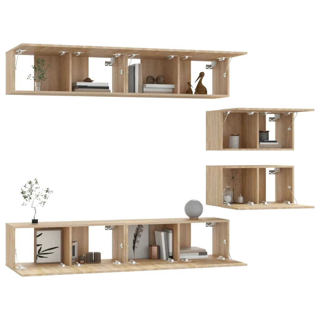 Set di Mobili Porta TV 6 pz-Set di 6 Credenza per TV Rovere Sonoma in Legno Multistrato 628579