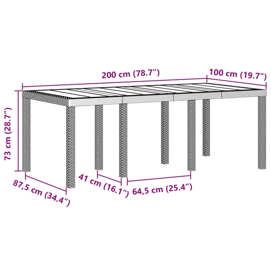 Set da Pranzo per Giardino 9 pcs Antracite Polipropilene