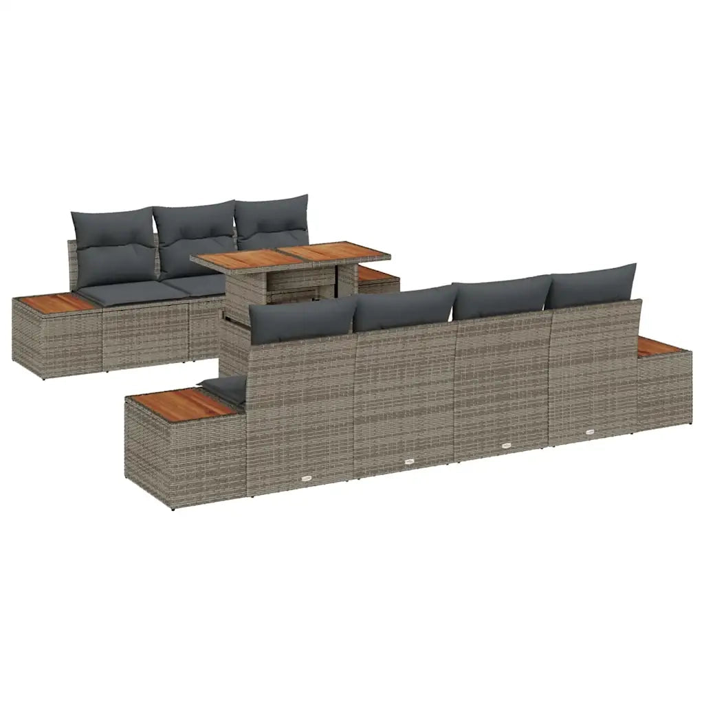 Set Divano da Giardino 8 pcs Grigio Poly Rattan 3358778