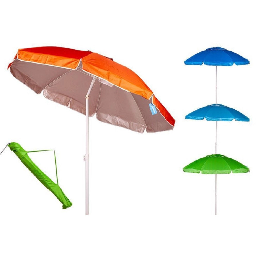 Trade Shop - Ombrellone Mare 240cm Con Snodo Palo Acciaio Con Sacca Colori Assortiti 4096260 -