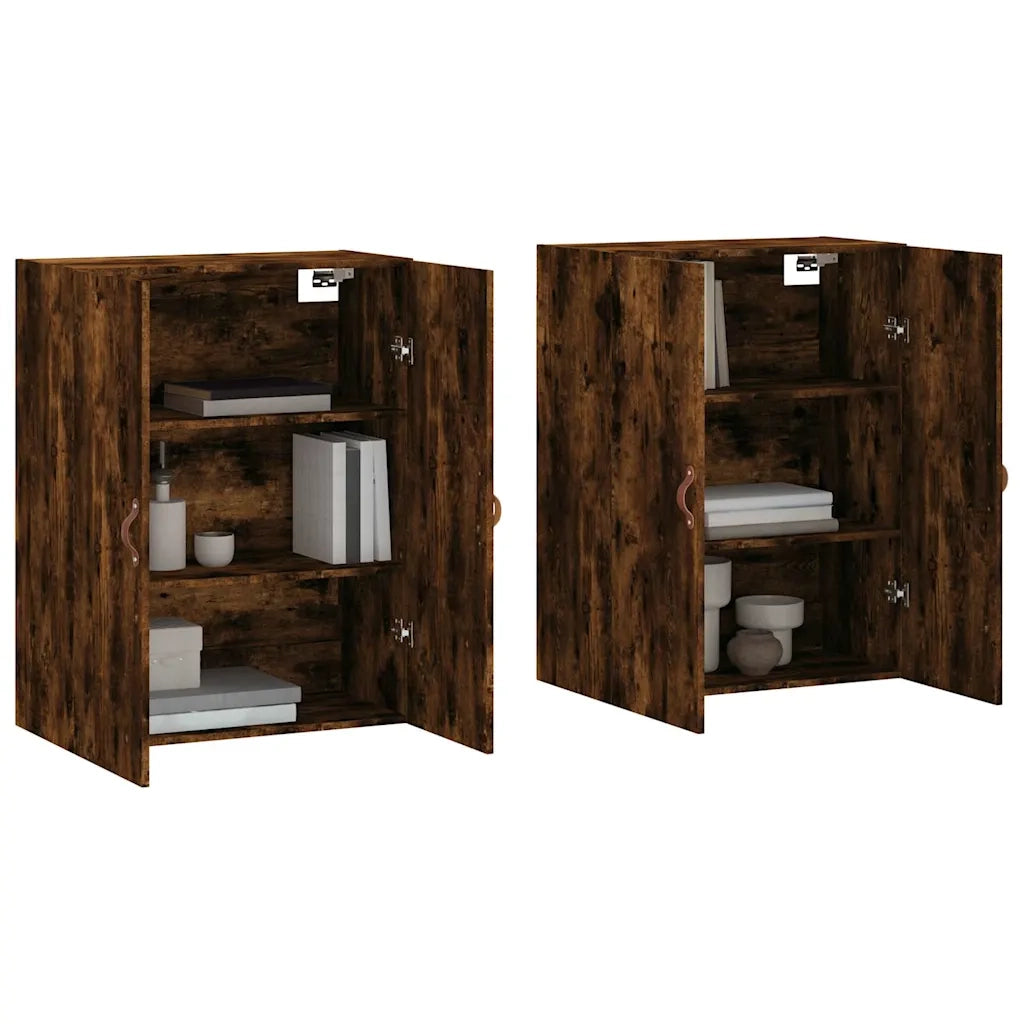 vidaXL Mobili a Parete 2 pz Rovere Fumo 69,5x34x90 cm