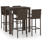 Set da bar da giardino composto da 5 pezzi con braccioli in resina intrecciata marrone 02_0014486