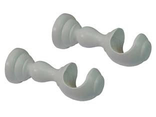 SUPPORTO APERTO Ø MM.35 IN LEGNO BIANCO PER SCORRITENDA- - cm.10 - 2 pezzi