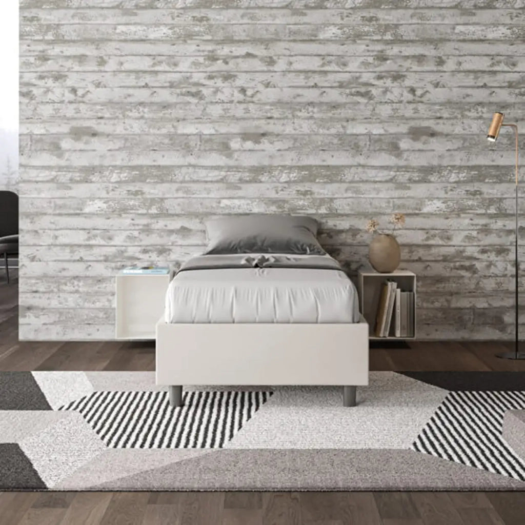 Letto singolo senza rete imbottito 80x200 similpelle bianco Azelia
