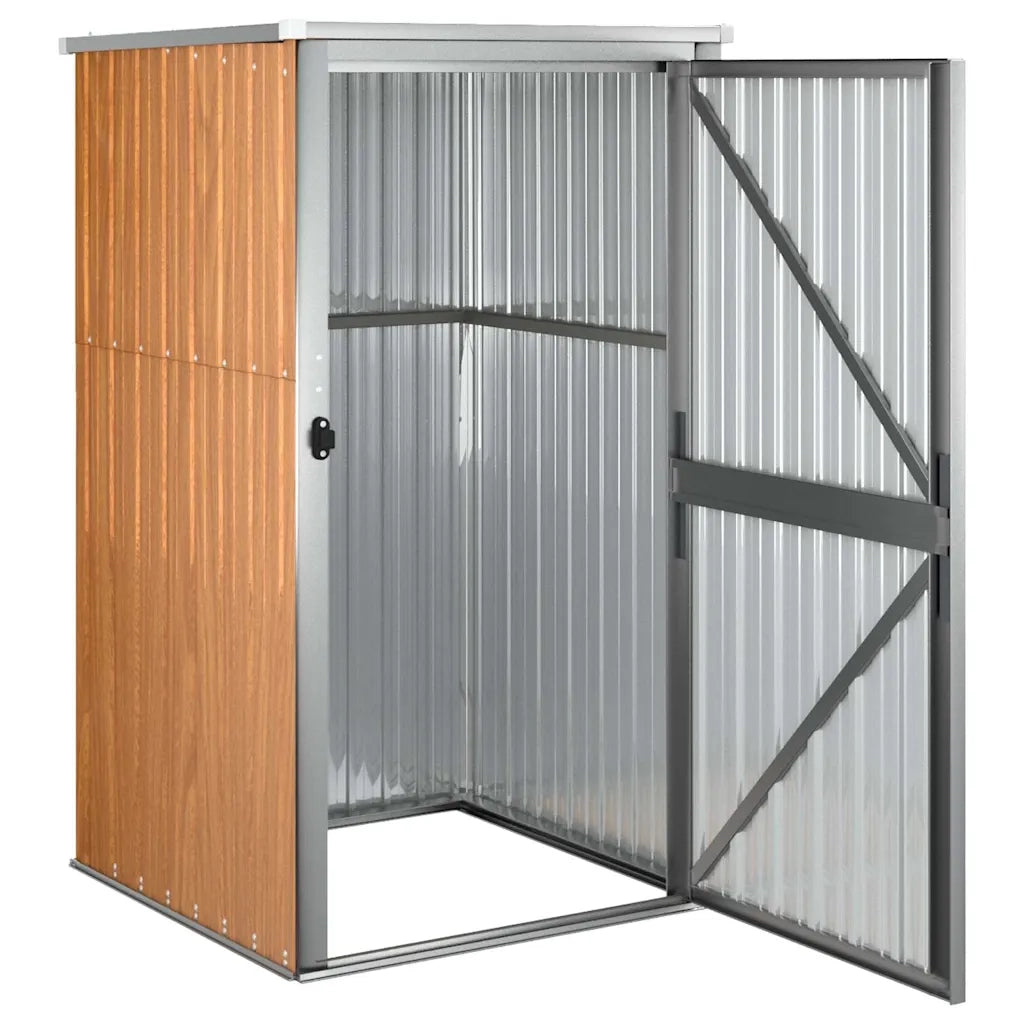 Capanno per Attrezzi-Casetta da Giardino Marrone 88x89x161 cm in Acciaio Zincato