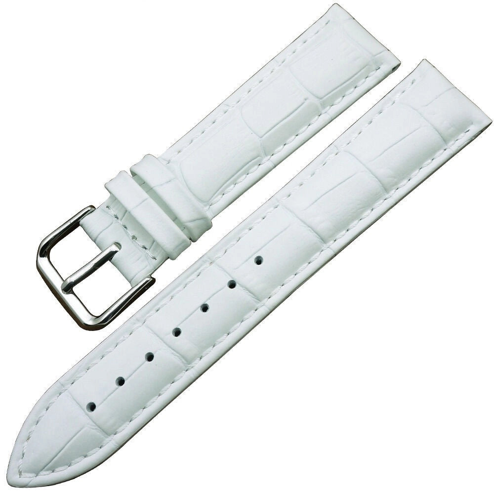 Trade Shop - Cinturino In Pelle Universale Ricambio Per Orologio Larghezza 26mm Bianco -