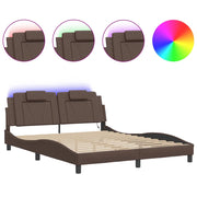 Letto matrimoniale | Letto per adulti | Giroletto Viana con LED senza Materasso Marrone 160x200 cm