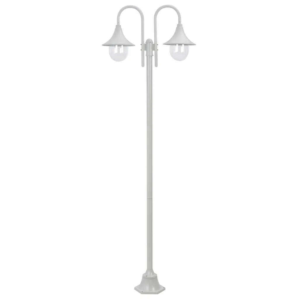 Lampione da Giardino E27 220 cm Alluminio 2 Lampade Biancocod mxl 106972
