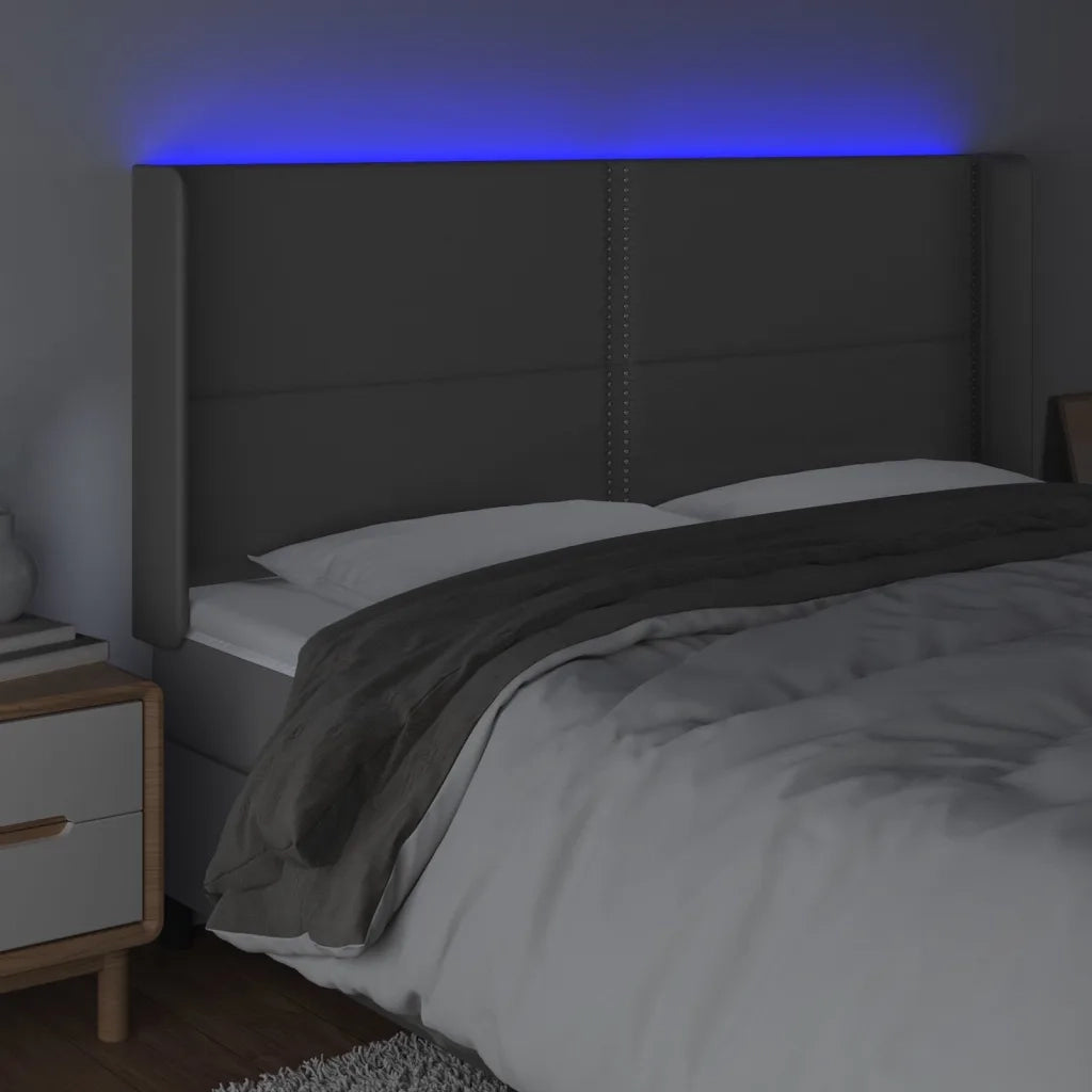 Testiera a LED Grigio 203x16x118/128 cm in Similpelle 3124020