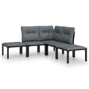 Set Salotto da Giardino 5 pz | Set di Mobili da Esterno Nero e Grigio in Polyrattan